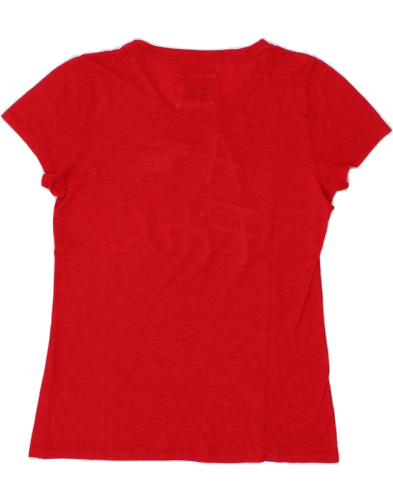 ABERCROMBIE & FITCH Womens Graphic T-Shirt Top UK 12 Medium Red Vintage Abercrombie & Fitch and Second-Hand Abercrombie & Fitch from Messina Hembry 