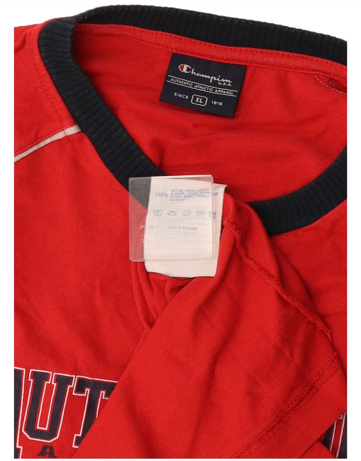 Champion Mens Graphic T-Shirt Top XL Red Cotton