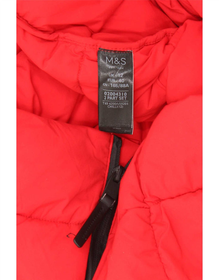 Marks & Spencer Womens Hooded Padded Coat UK 12 Medium Red Polyamide