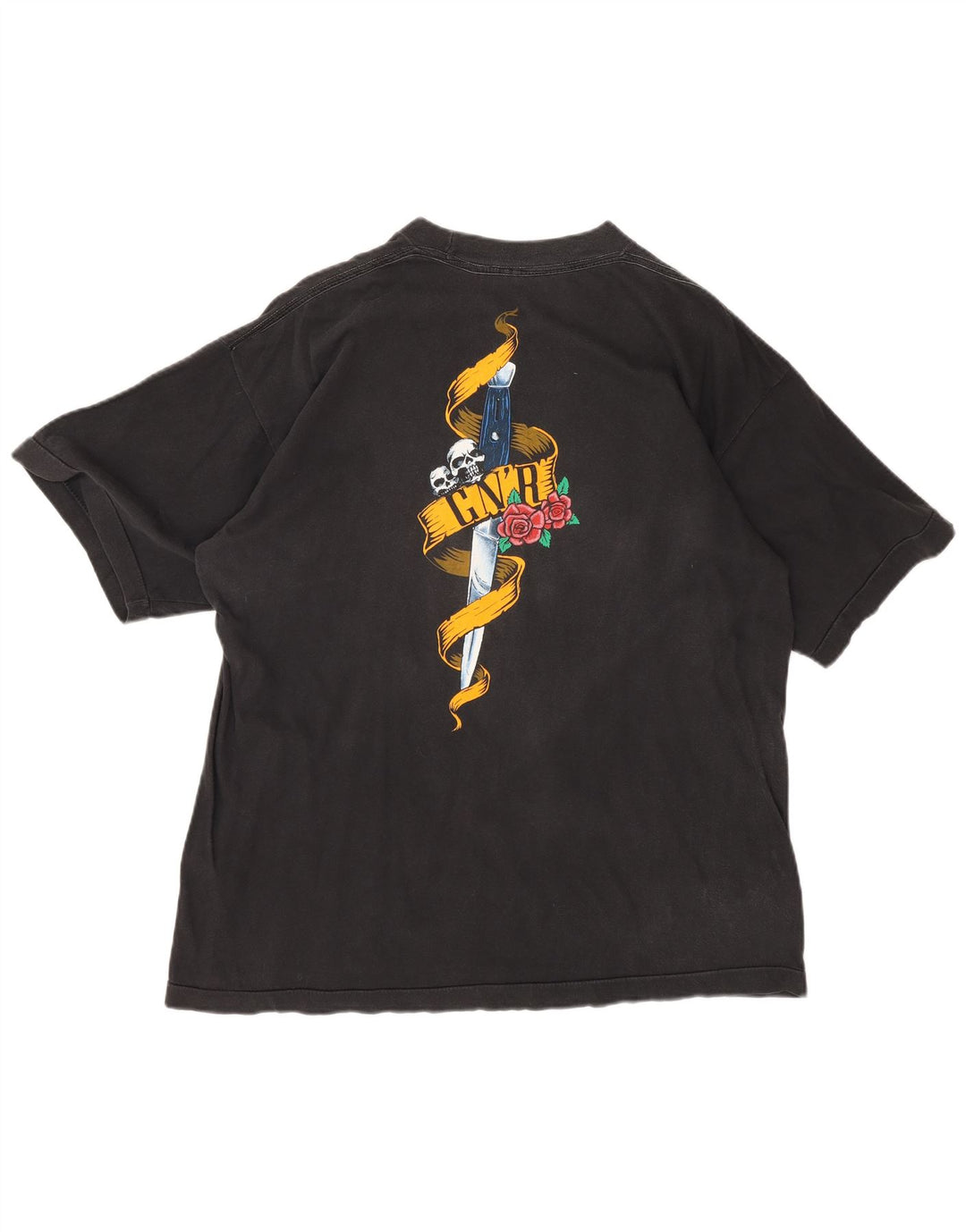 Vintage Mens Guns & Roses Graphic T-Shirt Top Medium Black Rock