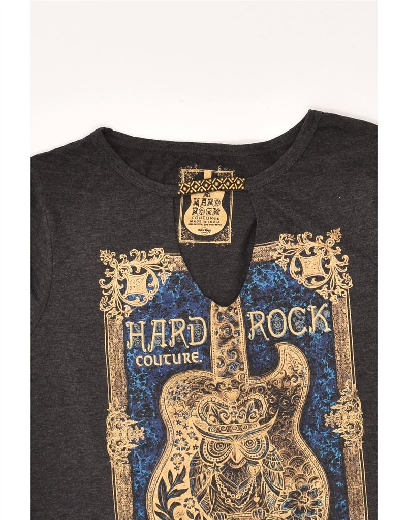 HARD ROCK COUTURE Womens Reykjavik Graphic T-Shirt Top UK 14 Medium Grey | Vintage Hard Rock Couture | Thrift | Second-Hand Hard Rock Couture | Used Clothing | Messina Hembry 