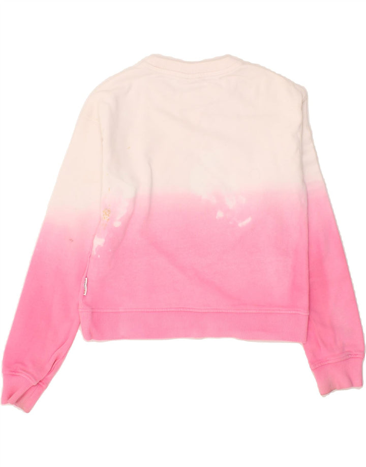 SUPERGA Girls Graphic Crop Sweatshirt Jumper 9-10 Years Medium Pink Vintage Superga and Second-Hand Superga from Messina Hembry 