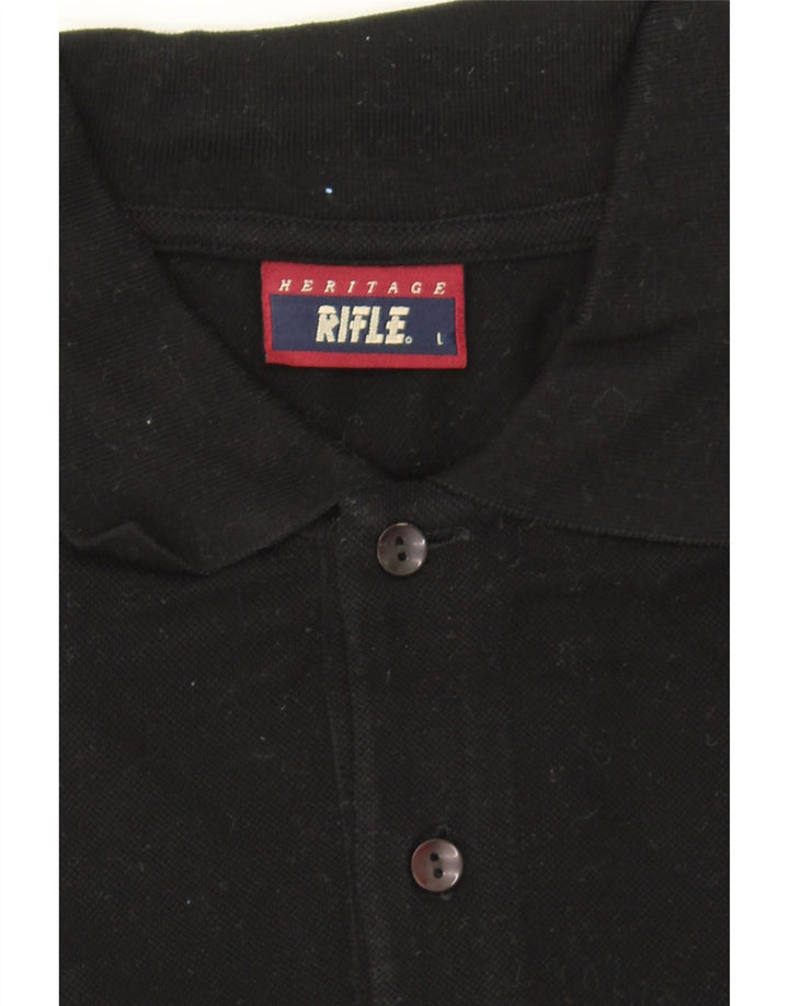 RIFLE Mens Polo Shirt Large Black Cotton Vintage Rifle and Second-Hand Rifle from Messina Hembry 