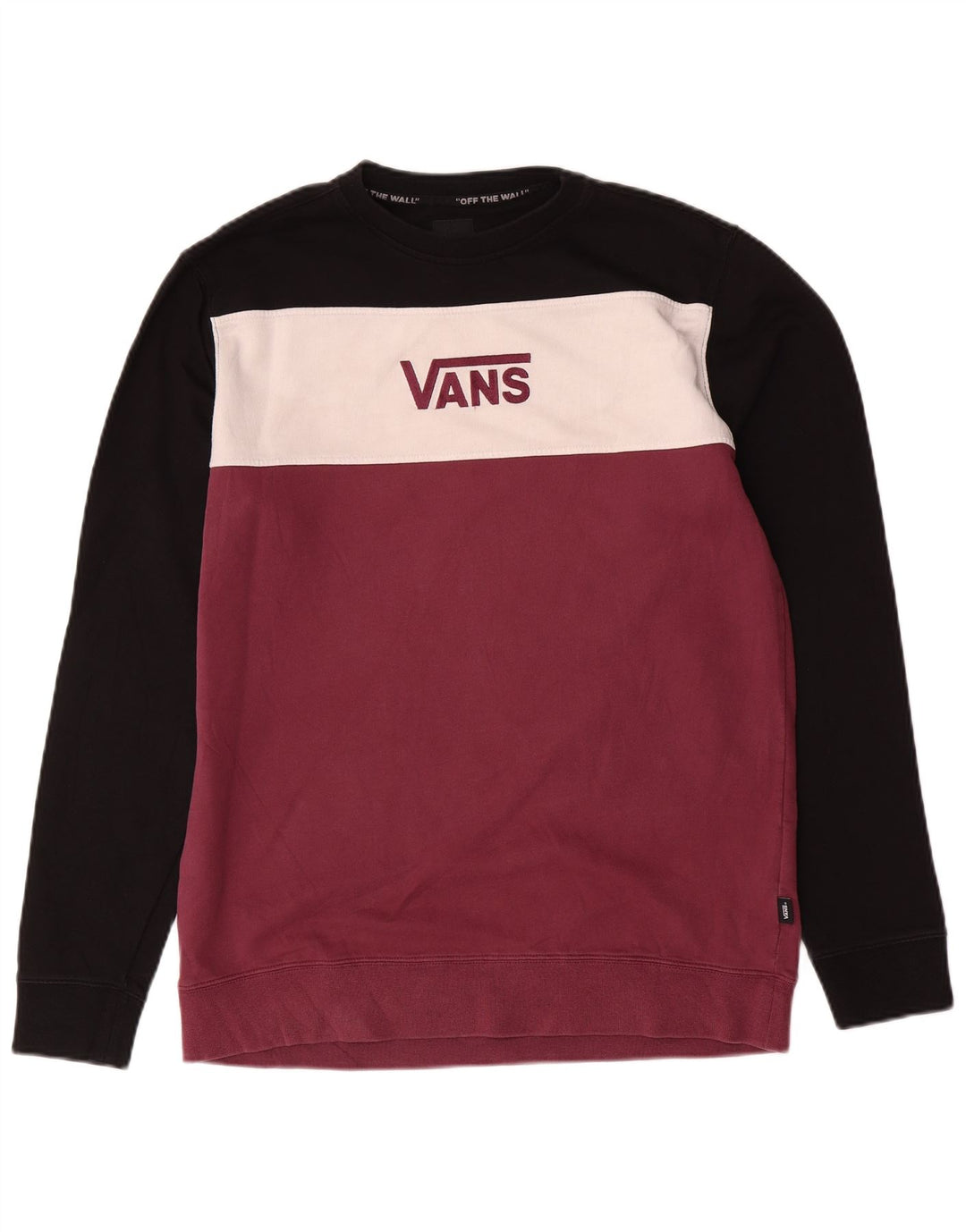 Vans Mens Graphic Sweatshirt Jumper Medium Burgundy Colourblock Cotton
