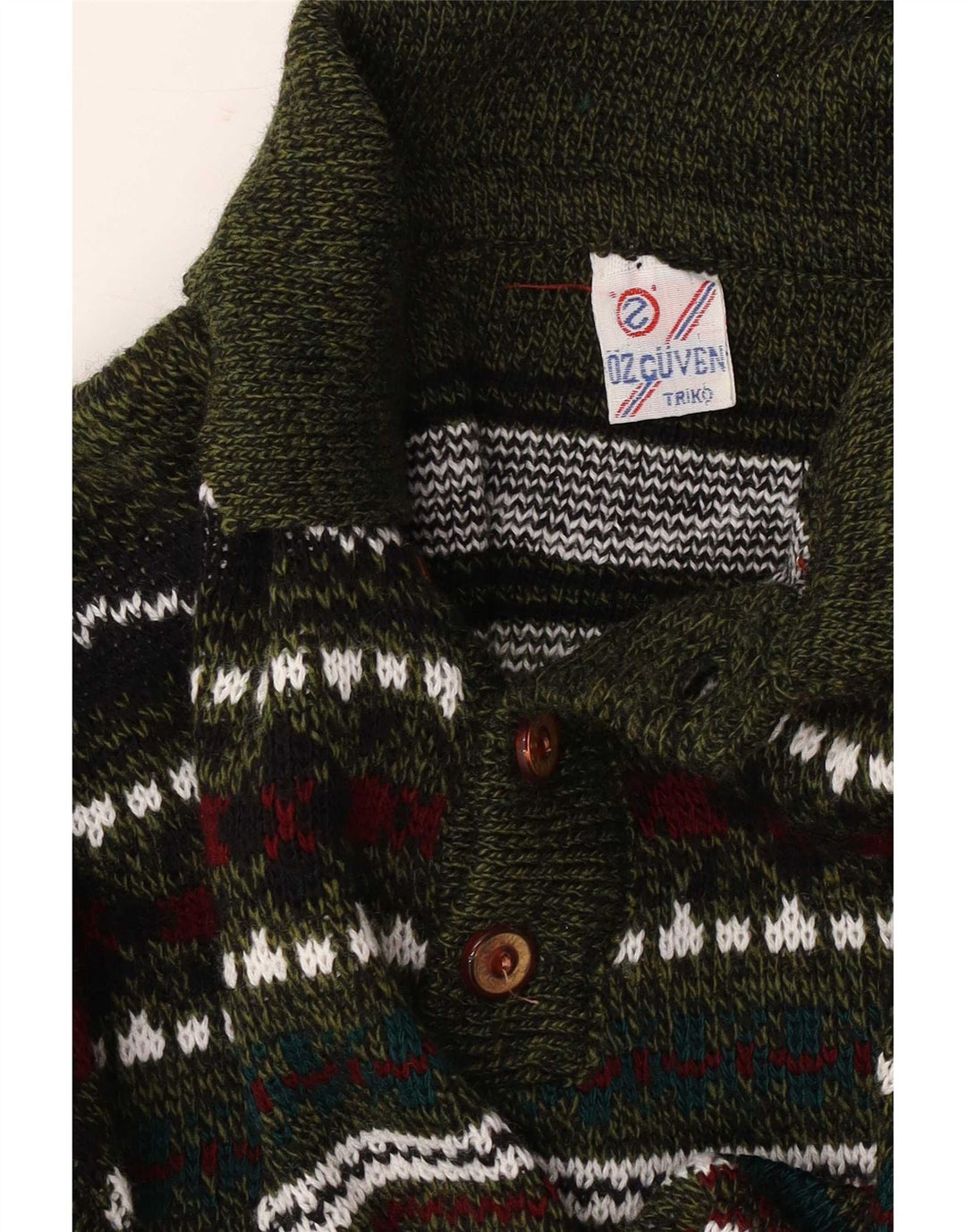 Vintage Mens Polo Neck Jumper Sweater Medium Multicoloured Geometric