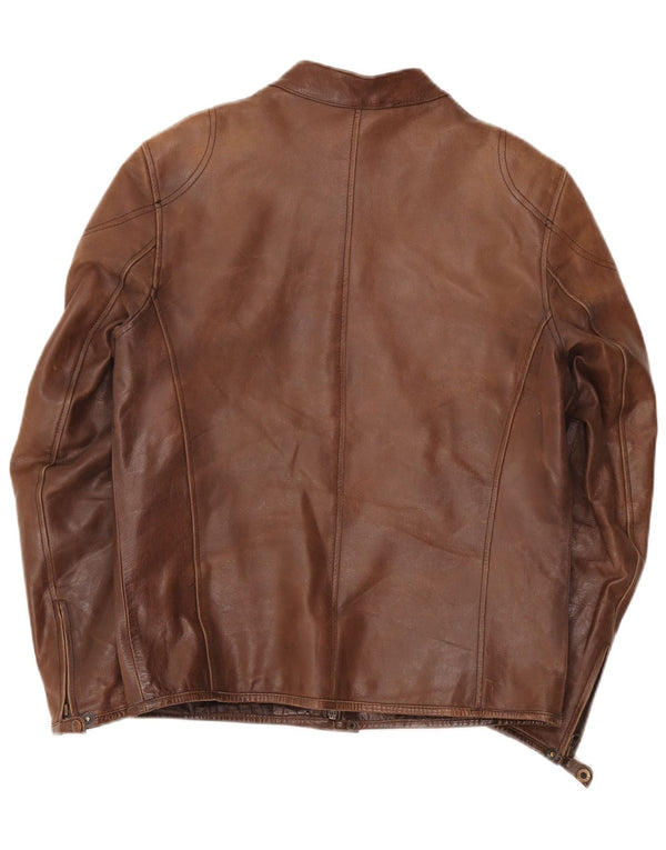 Zara Mens Leather Jacket UK 40 Large Brown