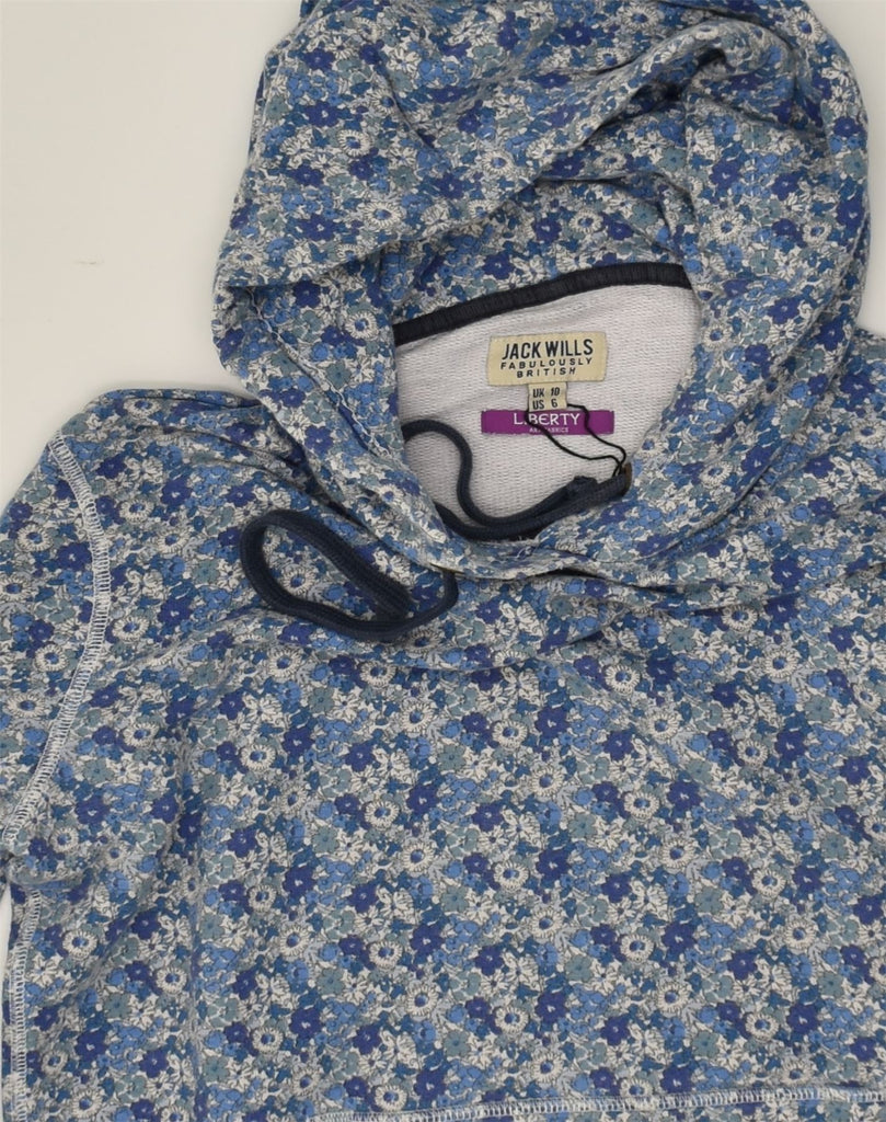 JACK WILLS Womens Hoodie Jumper UK 10 Small Blue Floral Cotton | Vintage Jack Wills | Thrift | Second-Hand Jack Wills | Used Clothing | Messina Hembry 