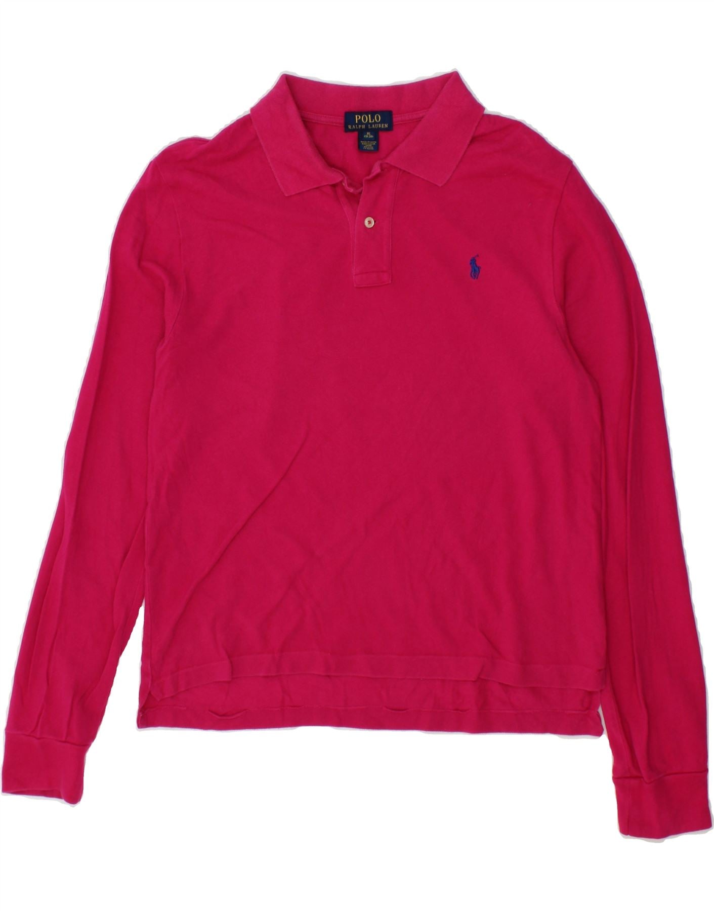 POLO RALPH LAUREN Boys Long Sleeve Polo Shirt 15 16 Years XL Pink Cotton Vintage Second Hand Clothing Online Messina Hembry