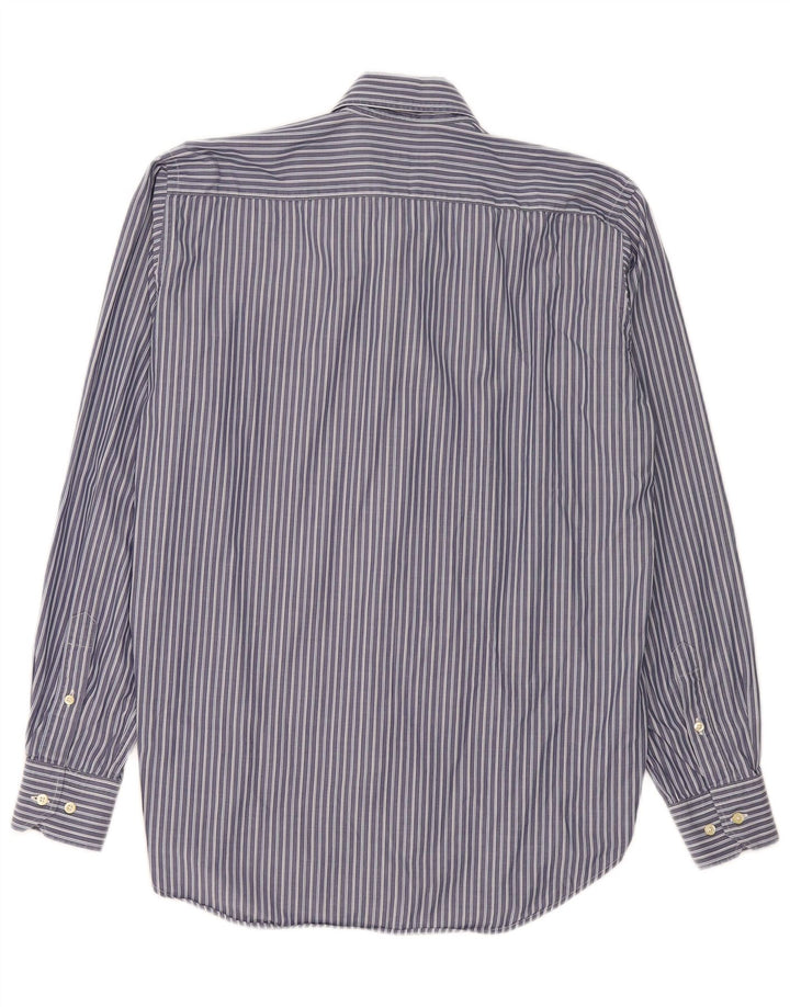 Etro Mens Shirt Size 41 Large Navy Blue Pinstripe Cotton