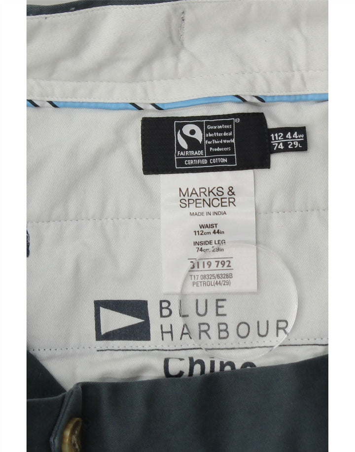 MARKS & SPENCER Mens Straight Suit Trousers W44 L25 Blue Cotton