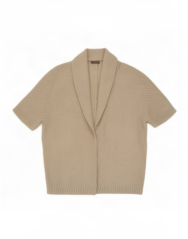 Zara Womens Oversized Short Sleeve Open Cardigan Sweater UK 14 Medium Beige