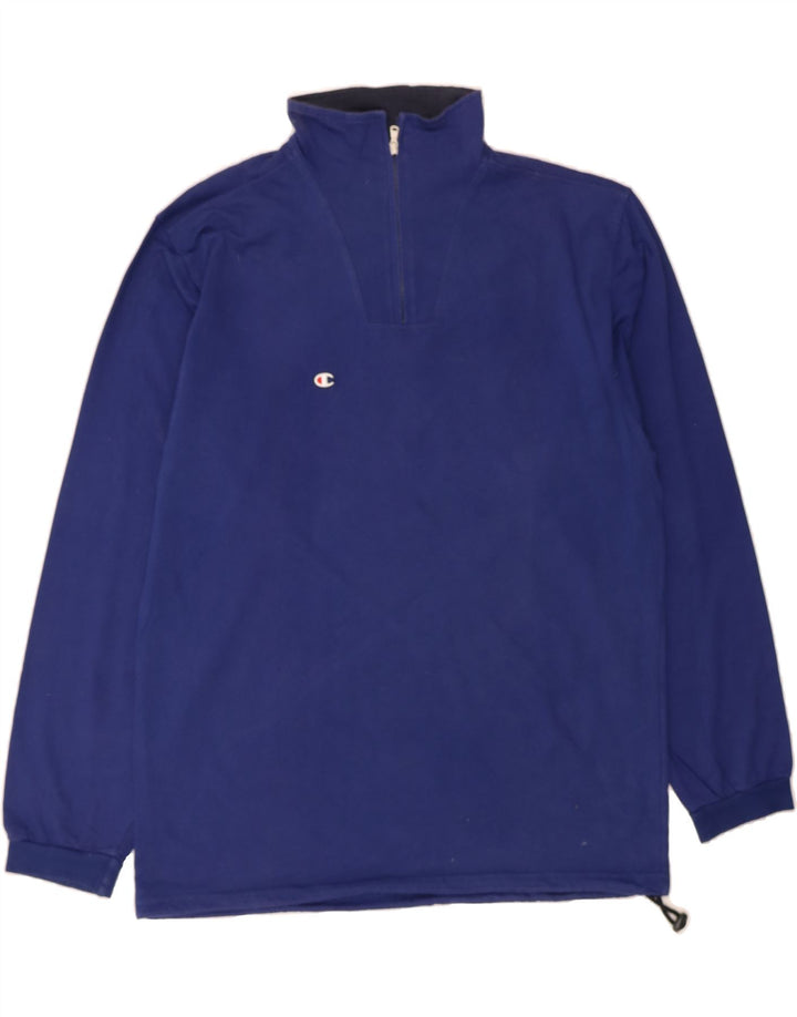 CHAMPION Mens Zip Neck Sweatshirt Jumper 2XL Navy Blue Cotton Vintage Champion and Second-Hand Champion from Messina Hembry 