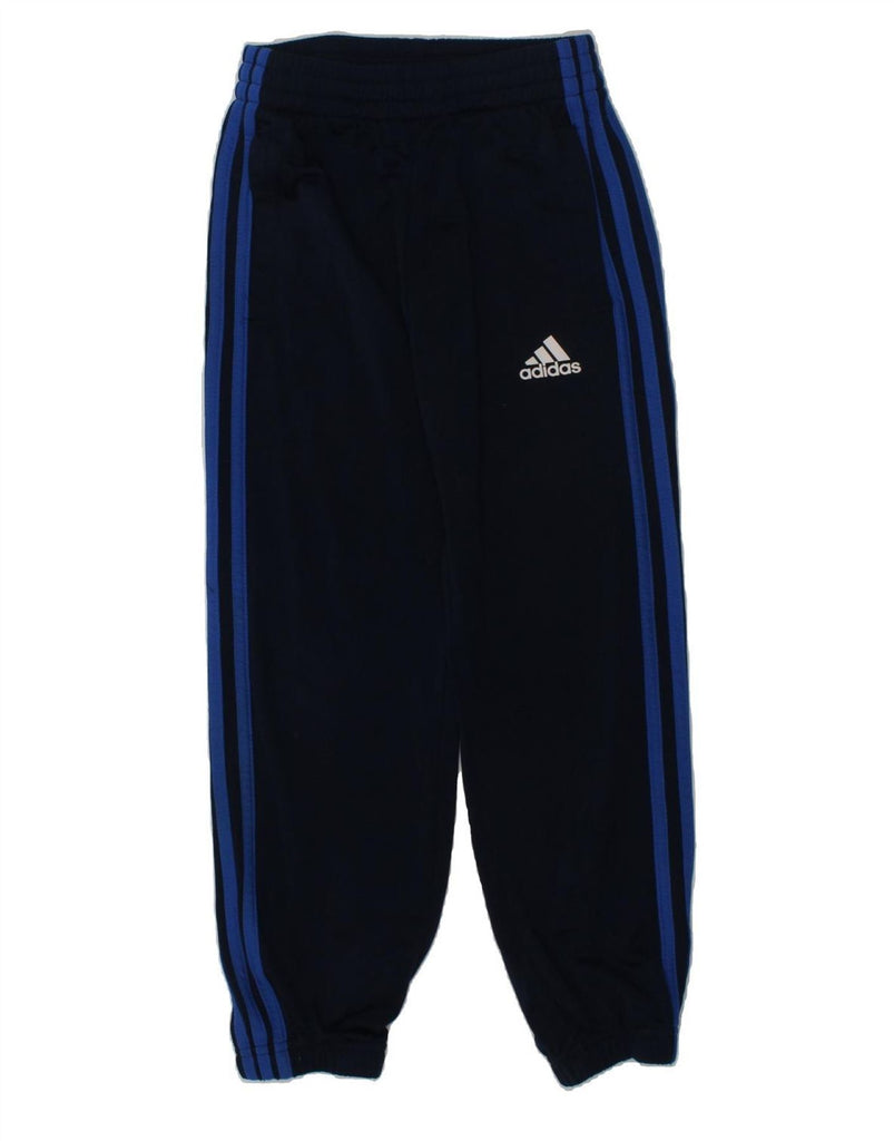 ADIDAS Boys Tracksuit Trousers Joggers 7-8 Years Navy Blue Polyester | Vintage Adidas | Thrift | Second-Hand Adidas | Used Clothing | Messina Hembry 