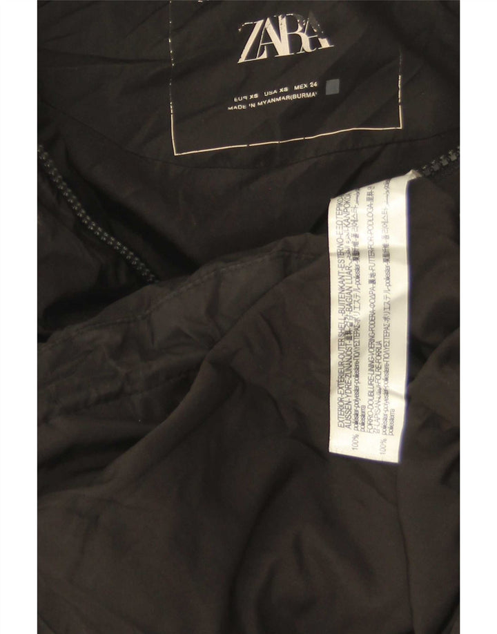Zara Womens Crop Oversized Padded Jacket UK 6 XS Black Polyester