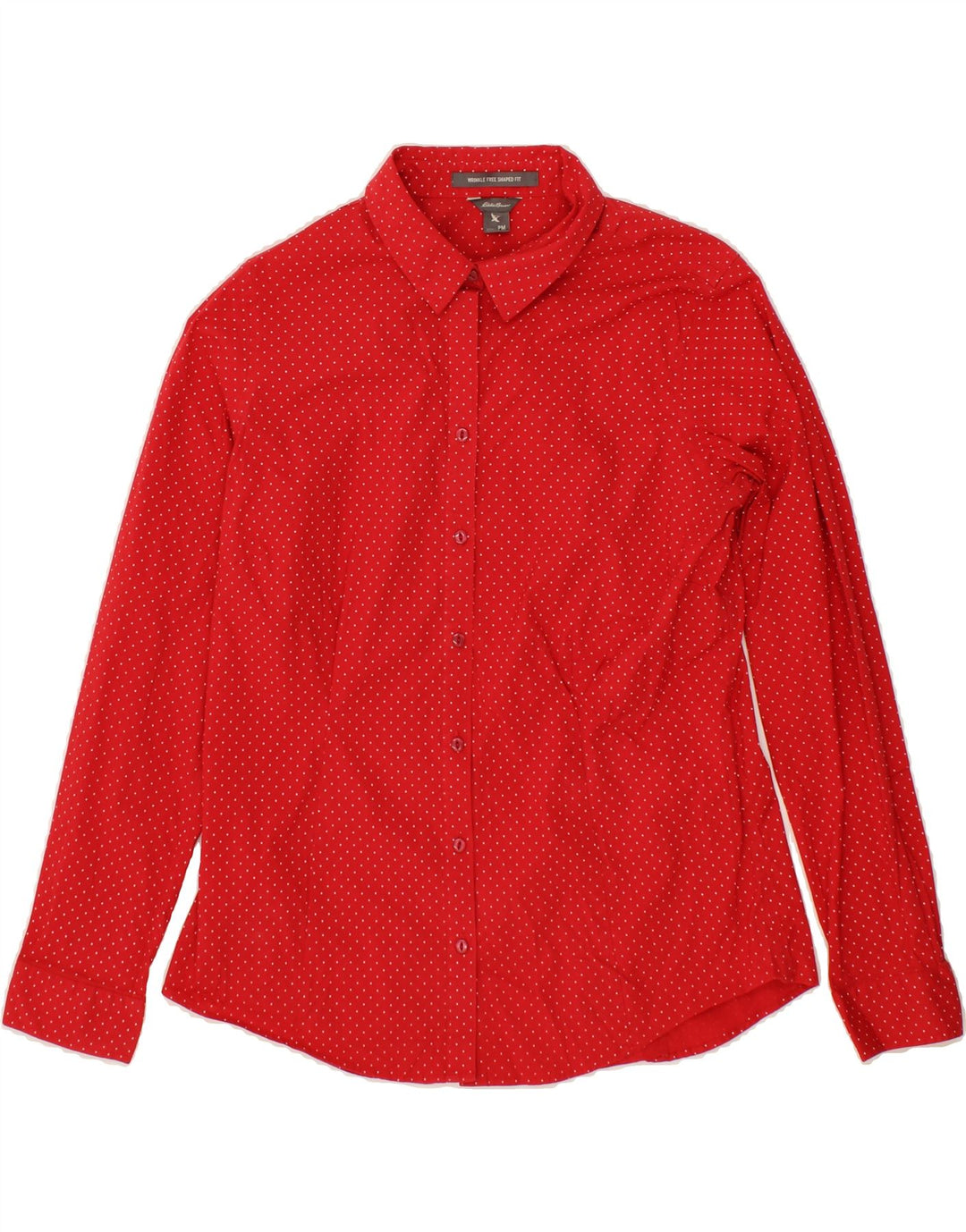 EDDIE BAUER Womens Shaped Fit Shirt UK 12 Medium Red Spotted Cotton Vintage Eddie Bauer and Second-Hand Eddie Bauer from Messina Hembry 