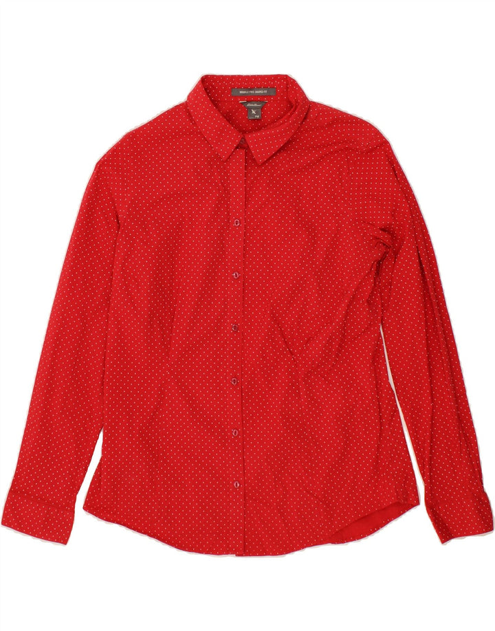 EDDIE BAUER Womens Shaped Fit Shirt UK 12 Medium Red Spotted Cotton Vintage Eddie Bauer and Second-Hand Eddie Bauer from Messina Hembry 