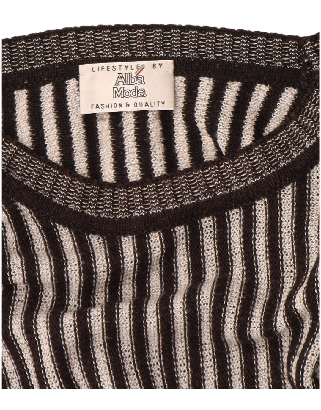Alba Moda Mens Boat Neck Jumper Sweater XL Brown Striped