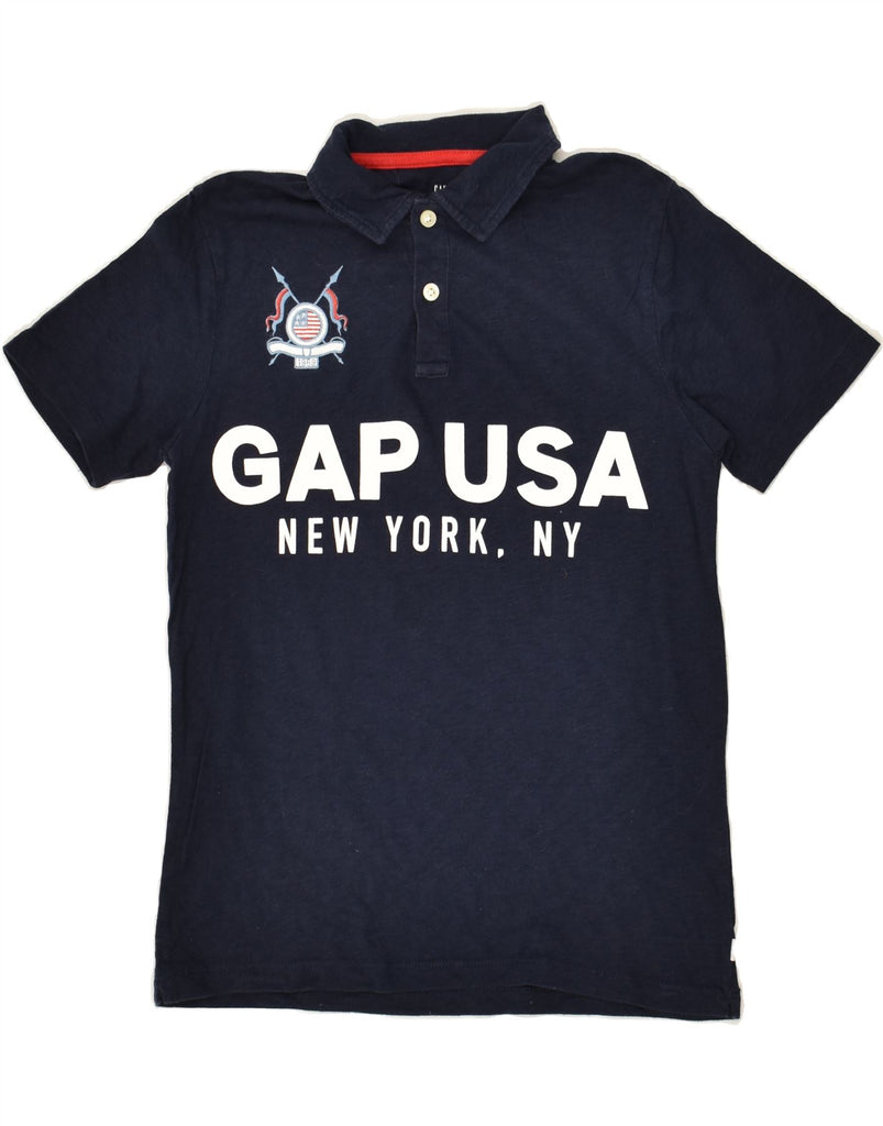 GAP Boys Graphic Polo Shirt 12-13 Years XL Navy Blue | Vintage Gap | Thrift | Second-Hand Gap | Used Clothing | Messina Hembry 