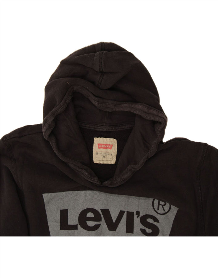 LEVI'S Boys Graphic Hoodie Jumper 15-16 Years Black Cotton Vintage Levi's and Second-Hand Levi's from Messina Hembry 