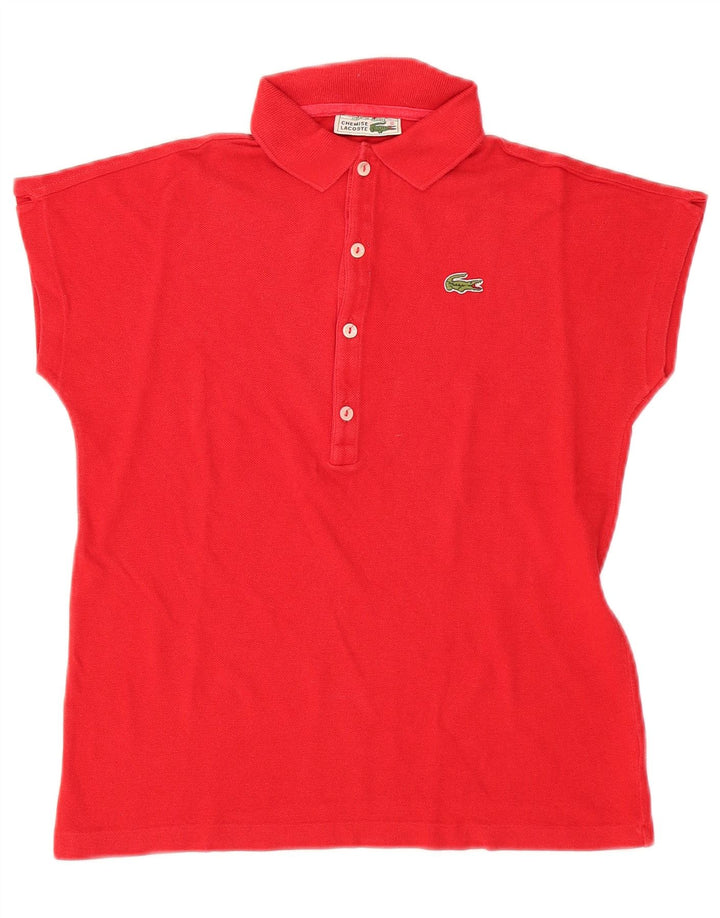 LACOSTE Womens Polo Shirt Size 38 Medium Red Cotton