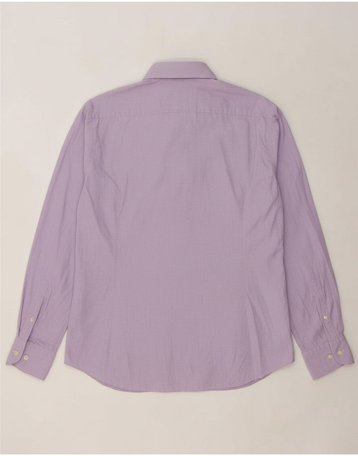 MASSIMO DUTTI Mens Slim Fit Shirt Size 43 17 XL Purple Gingham