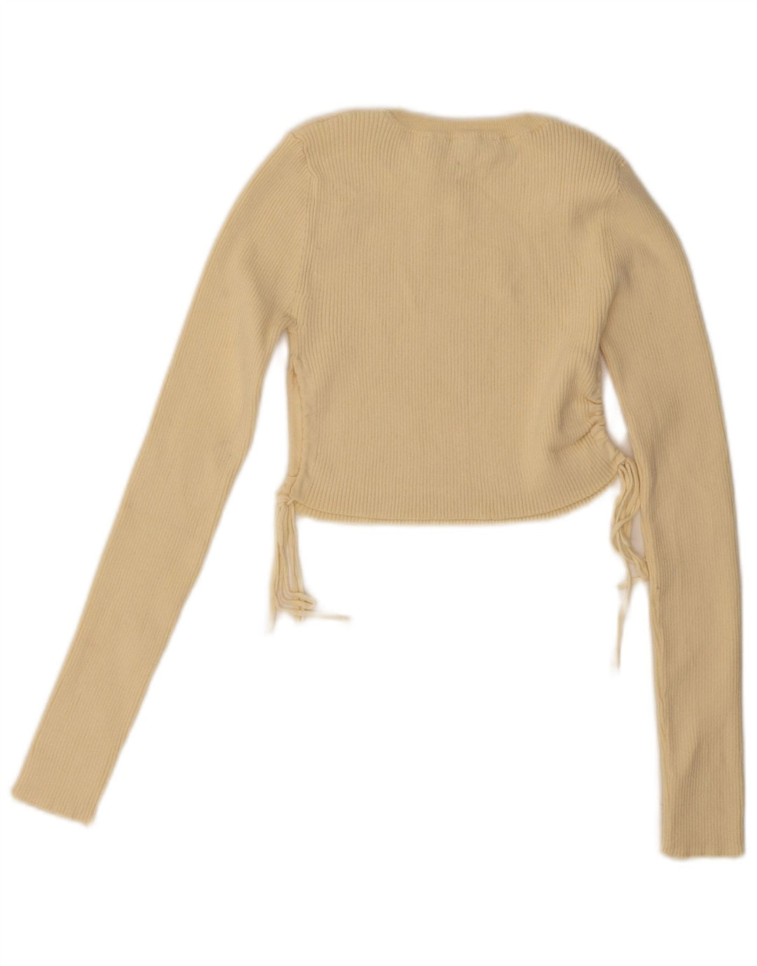 Zara Womens Crop Long Sleeve Blouse Top UK 8 Small Yellow