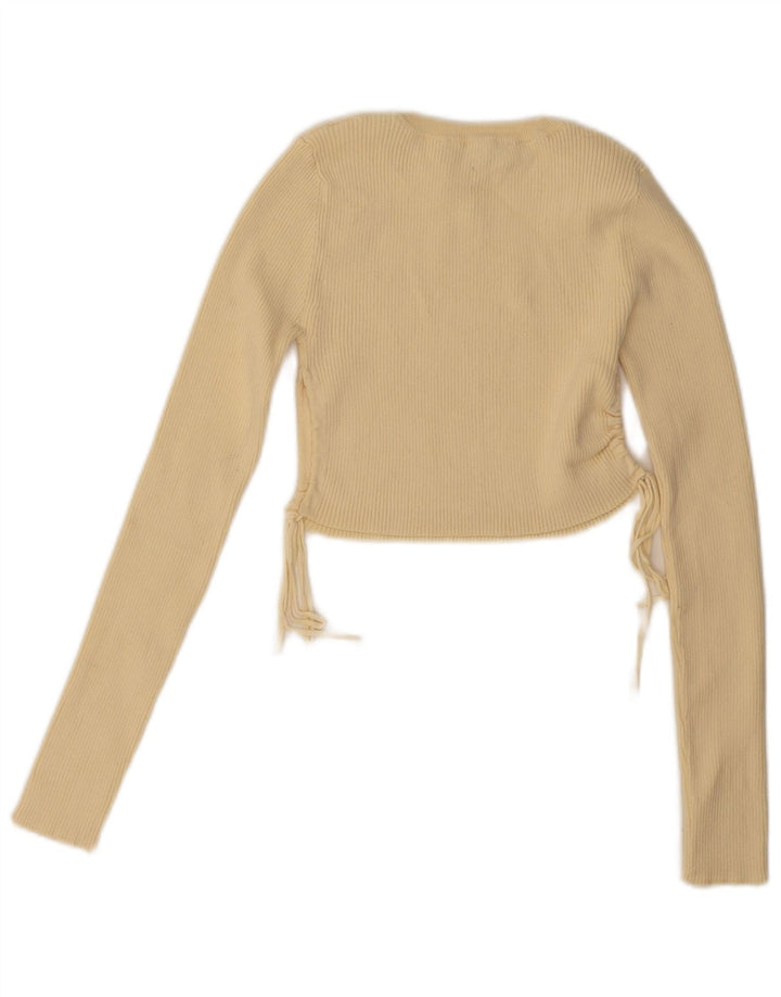 Zara Womens Crop Long Sleeve Blouse Top UK 8 Small Yellow