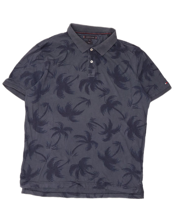 Tommy Hilfiger Mens Graphic Slim Fit Polo Shirt XL Navy Blue Hawaiian