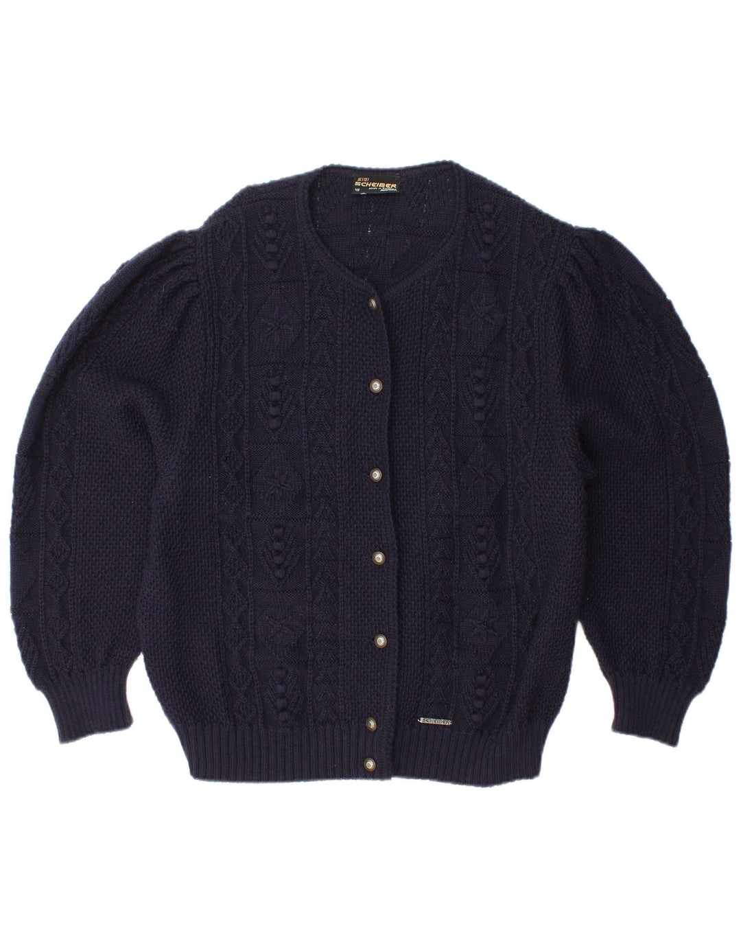 SIGI SCHEIBER Womens Cardigan Sweater EU 46 XL Navy Blue Wool