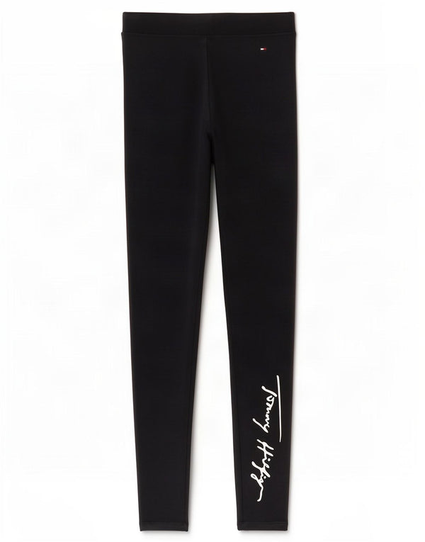 Tommy Hilfiger Womens Graphic Leggings UK 8 Small Navy Blue Cotton