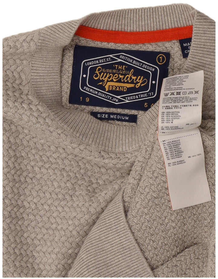 Superdry Mens Crew Neck Jumper Sweater Medium Grey Cotton