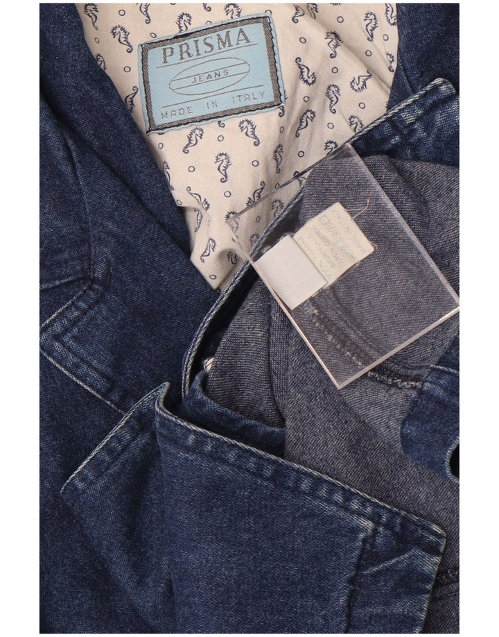 Prisma Womens 1 Button Denim Blazer Jacket UK 12 Medium Navy Blue Cotton