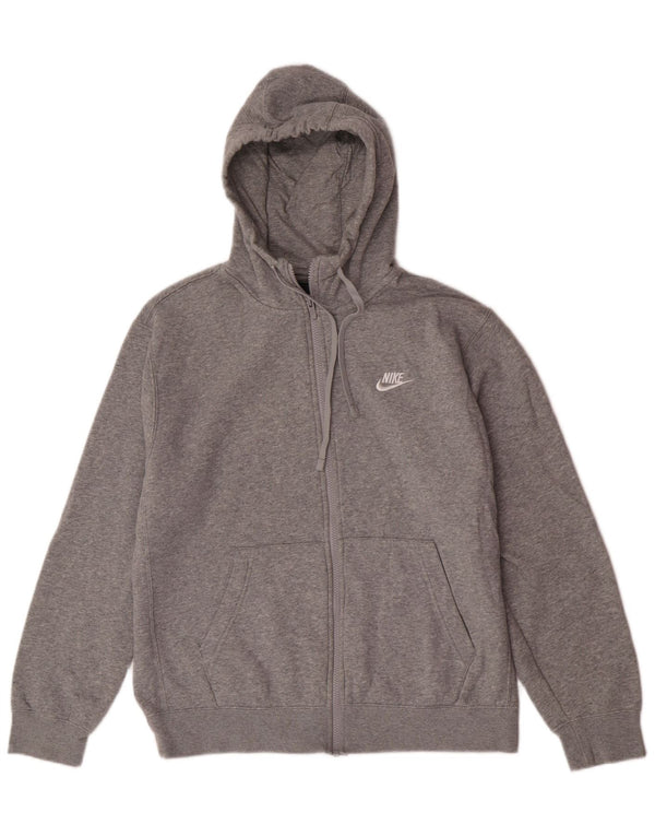 Nike Mens Hooded Zip Hoodie Sweater Medium Grey Cotton Sports