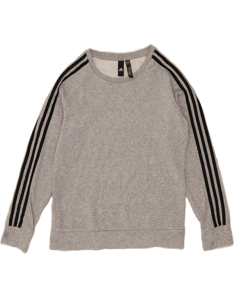 ADIDAS Womens Sweatshirt Jumper UK 12/14 Medium Grey Cotton Vintage Adidas and Second-Hand Adidas from Messina Hembry 