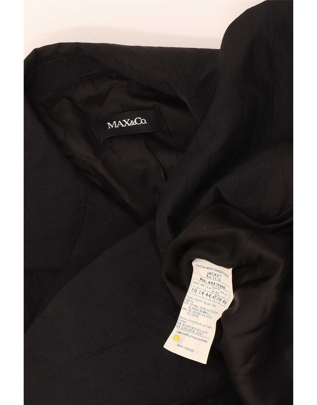Max & Co. Womens 2 Button Blazer Jacket UK 14 Large Black Cotton
