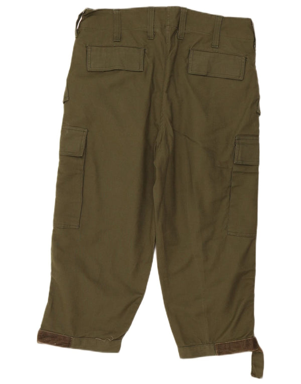 Vintage Womens Tapered Cargo Capri Trousers W34 L21 Khaki
