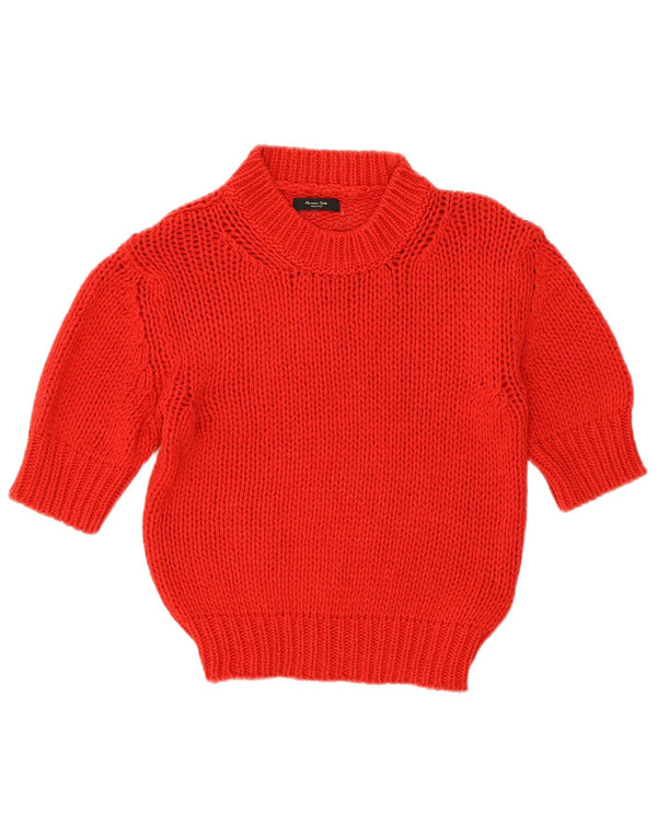 MASSIMO DUTTI Womens Crop Turtle Neck Jumper Sweater UK 6 XS Red