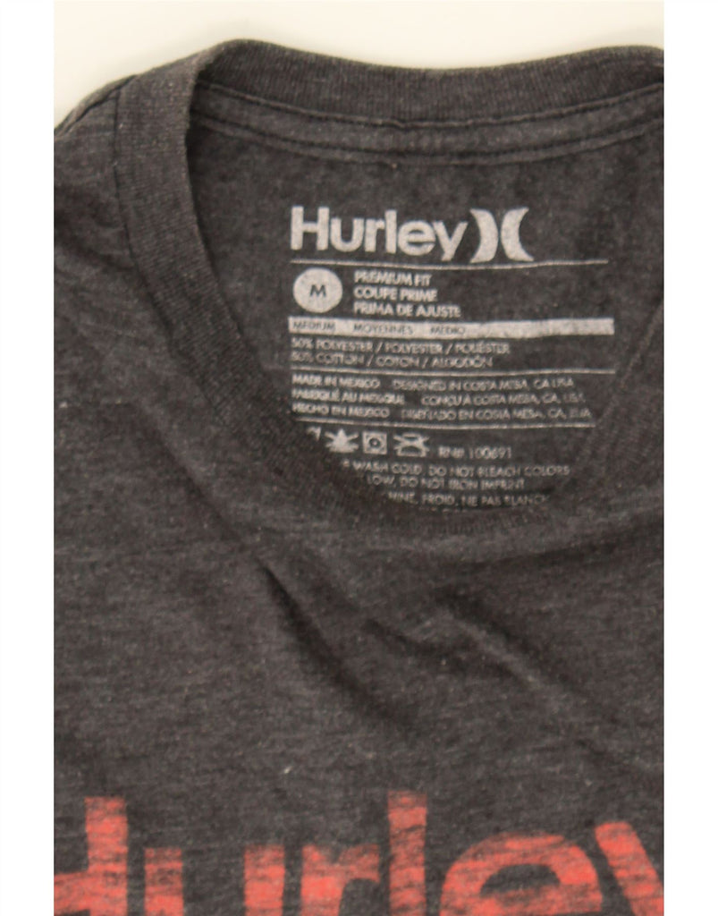 HURLEY Mens Premium Fit Graphic T-Shirt Top Medium Grey Polyester Vintage Hurley and Second-Hand Hurley from Messina Hembry 