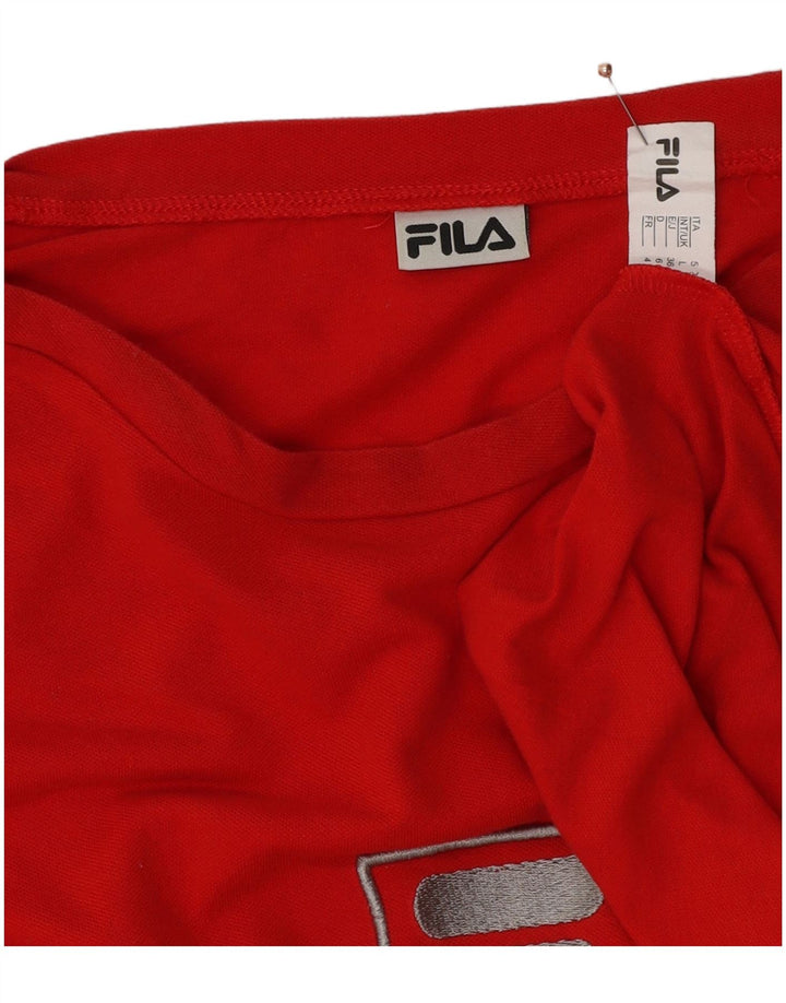 FILA Mens Graphic Top Long Sleeve Large Red Colourblock Cotton