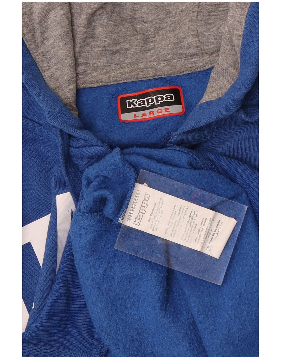 Kappa Mens Italia Graphic Zip Hoodie Sweater Large Blue Polyester