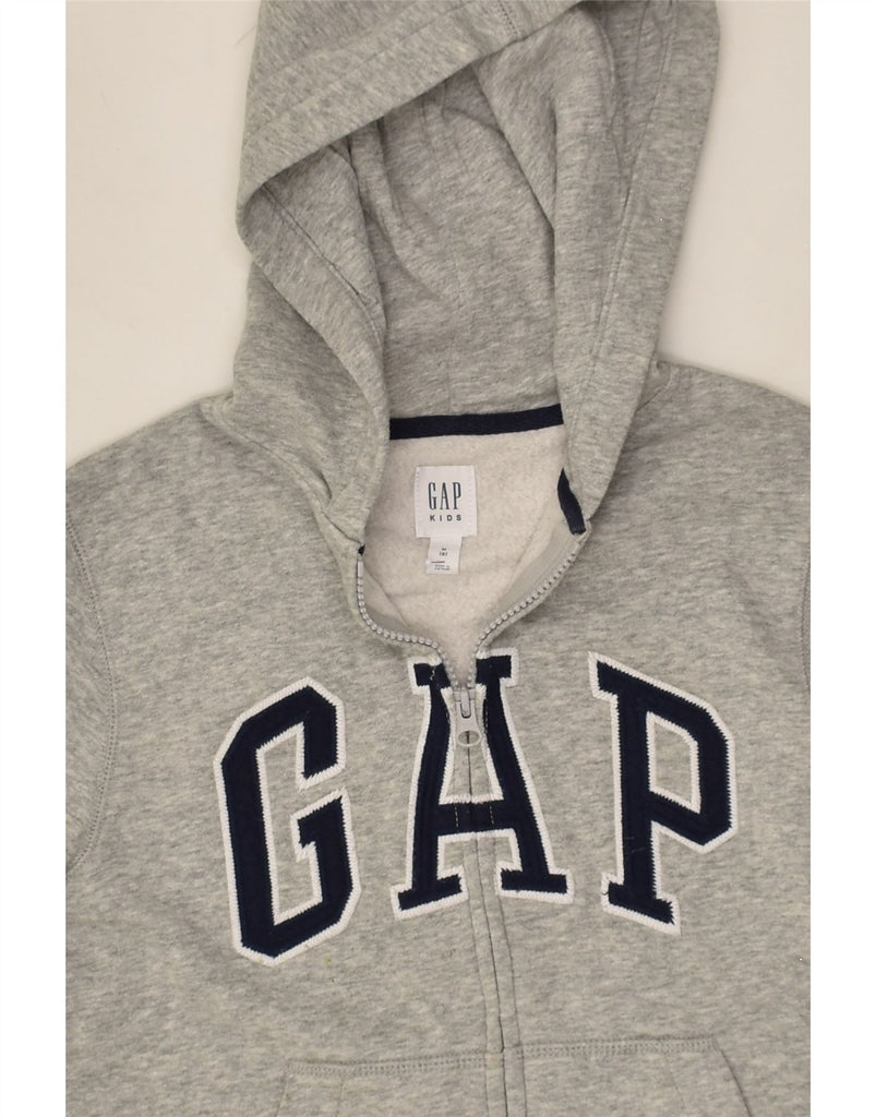 GAP Boys Graphic Zip Hoodie Sweater 7-8 Years Medium Grey Cotton | Vintage Gap | Thrift | Second-Hand Gap | Used Clothing | Messina Hembry 