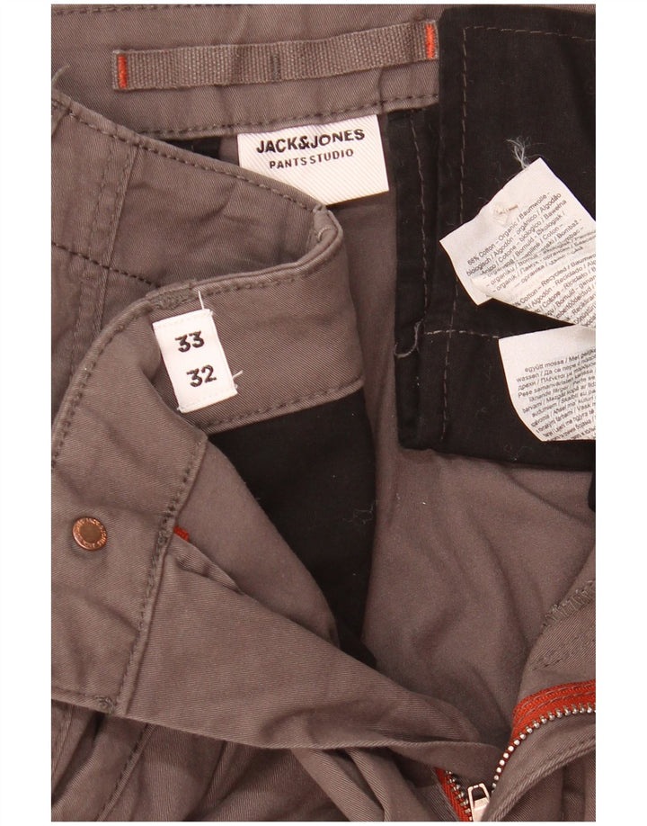 Jack & Jones Mens Joggers Cargo Trousers W33 L32 Grey Cotton