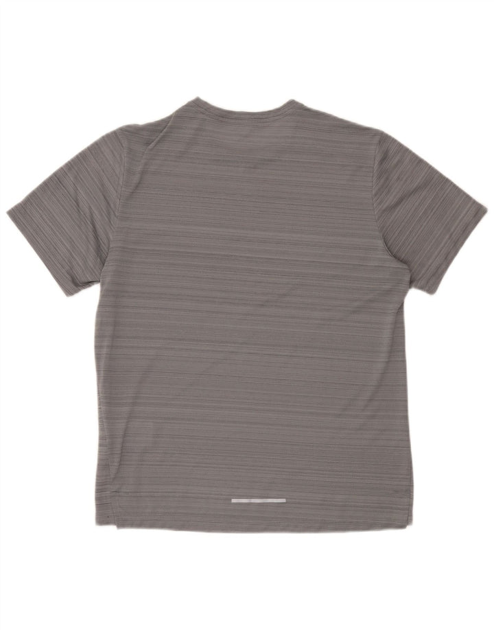 Nike Mens Dri Fit T-Shirt Top Medium Grey Striped Polyester
