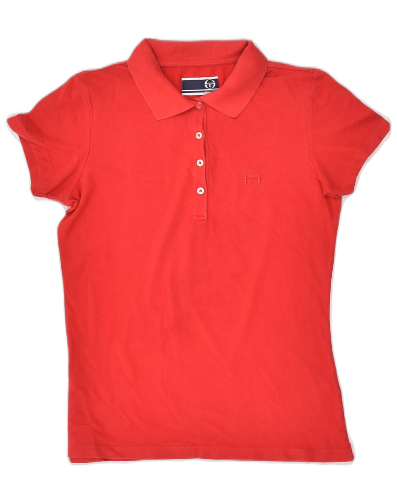 SERGIO TACCHINI Womens Polo Shirt IT 44 Medium Red Cotton | Vintage Sergio Tacchini | Thrift | Second-Hand Sergio Tacchini | Used Clothing | Messina Hembry 