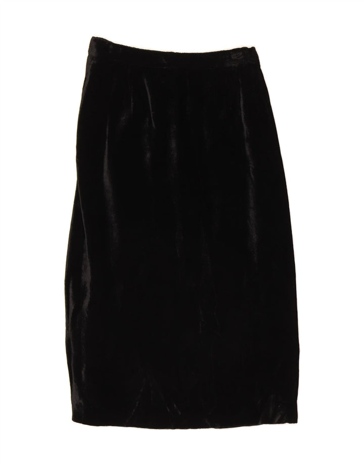 NEFER Womens Velvet Straight Skirt IT 42 Medium W26 Black Viscose Vintage Nefer and Second-Hand Nefer from Messina Hembry 