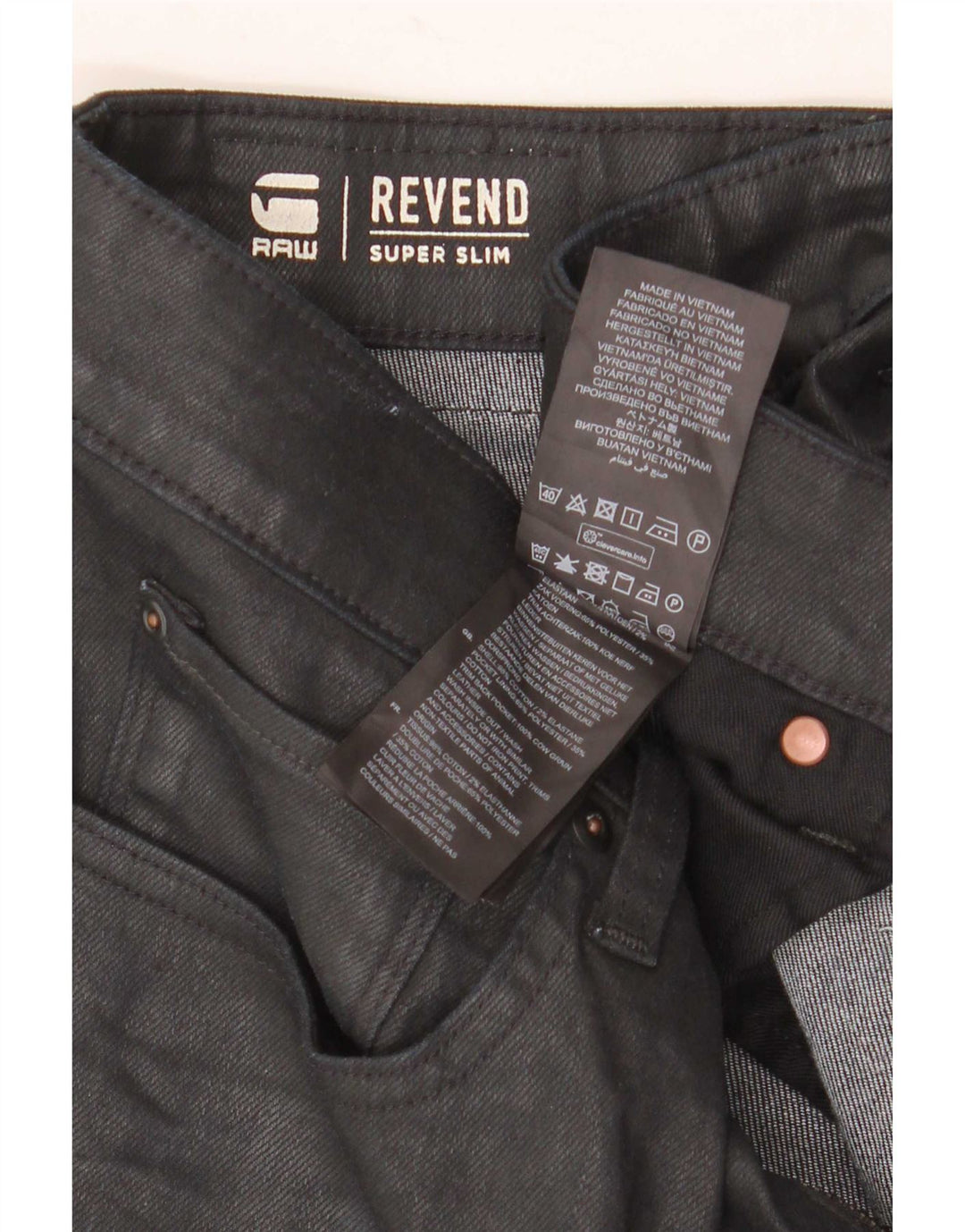 G-Star Mens Revend Super Slim Jeans W31 L32 Black Cotton