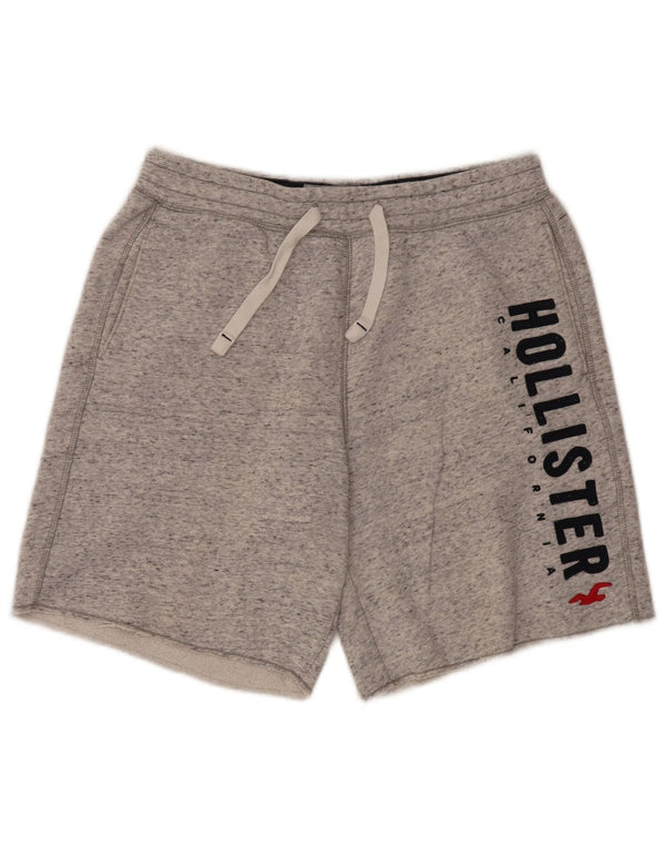 Hollister Mens Graphic Sport Shorts Medium Grey Flecked Cotton