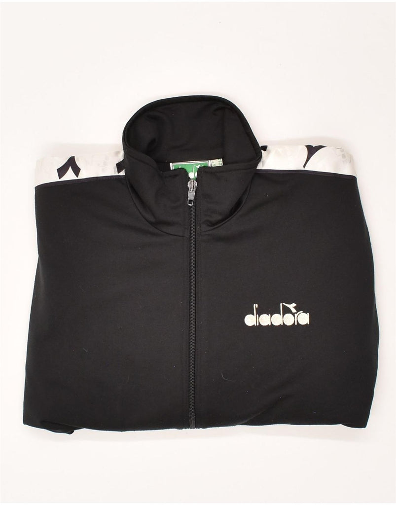 DIADORA Mens Tracksuit Top Jacket UK 34 XS Black Polyester | Vintage Diadora | Thrift | Second-Hand Diadora | Used Clothing | Messina Hembry 