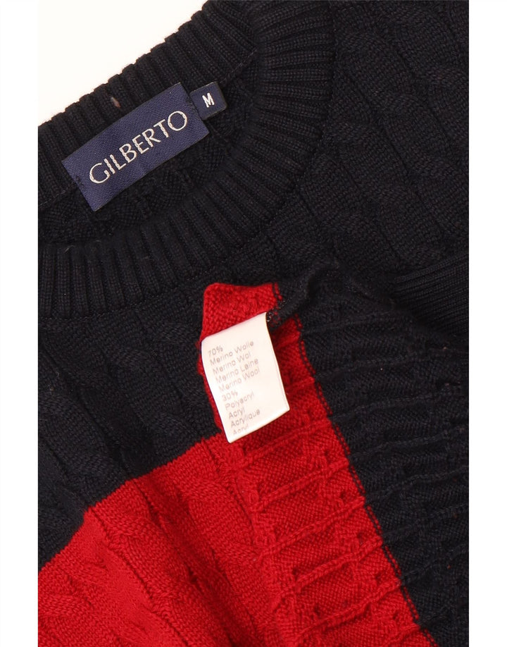 GILBERTO Mens Crew Neck Jumper Sweater Medium Multicoloured Colourblock