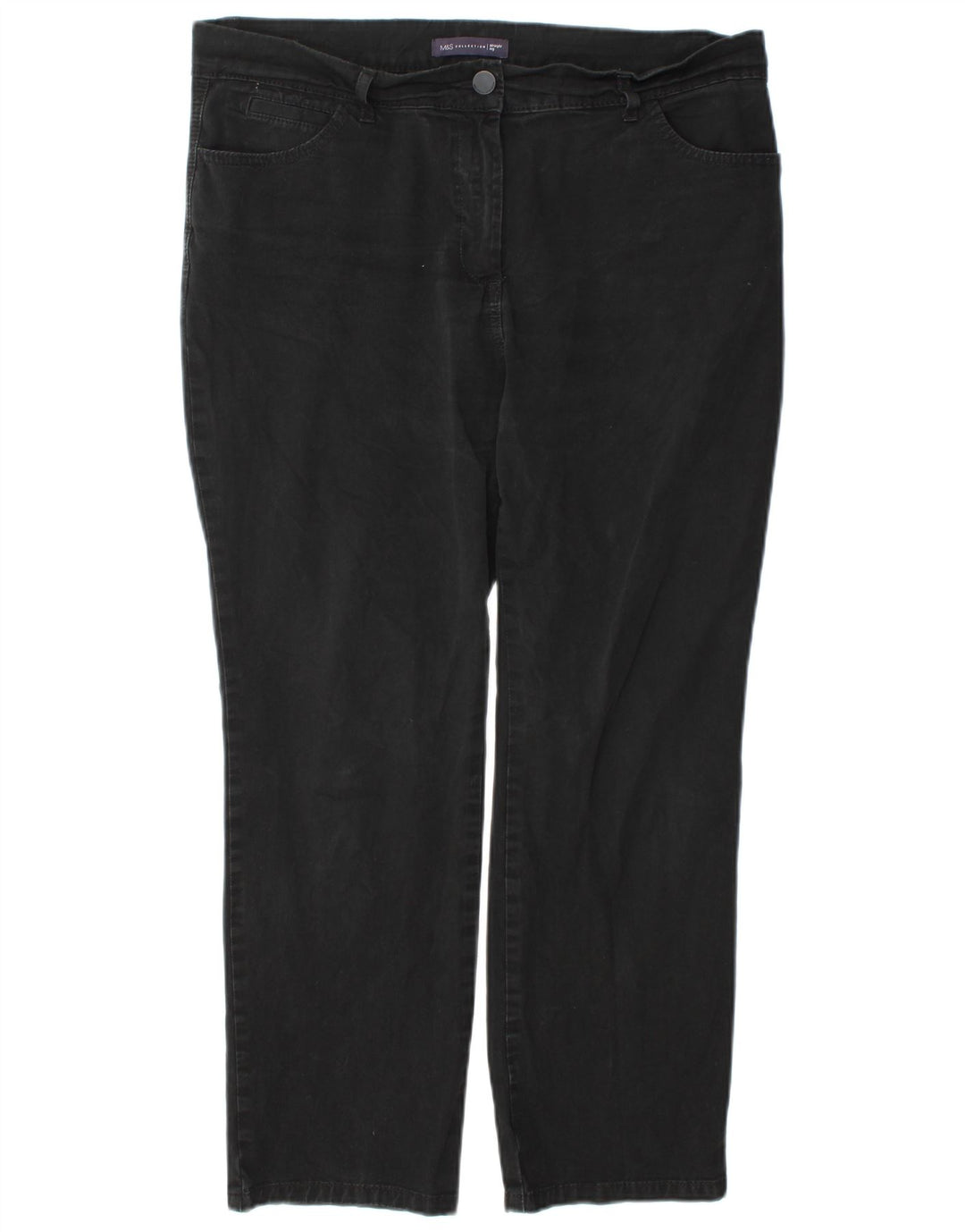 Marks & Spencer Womens Short Straight Jeans UK 16 Large W38 L27 Black